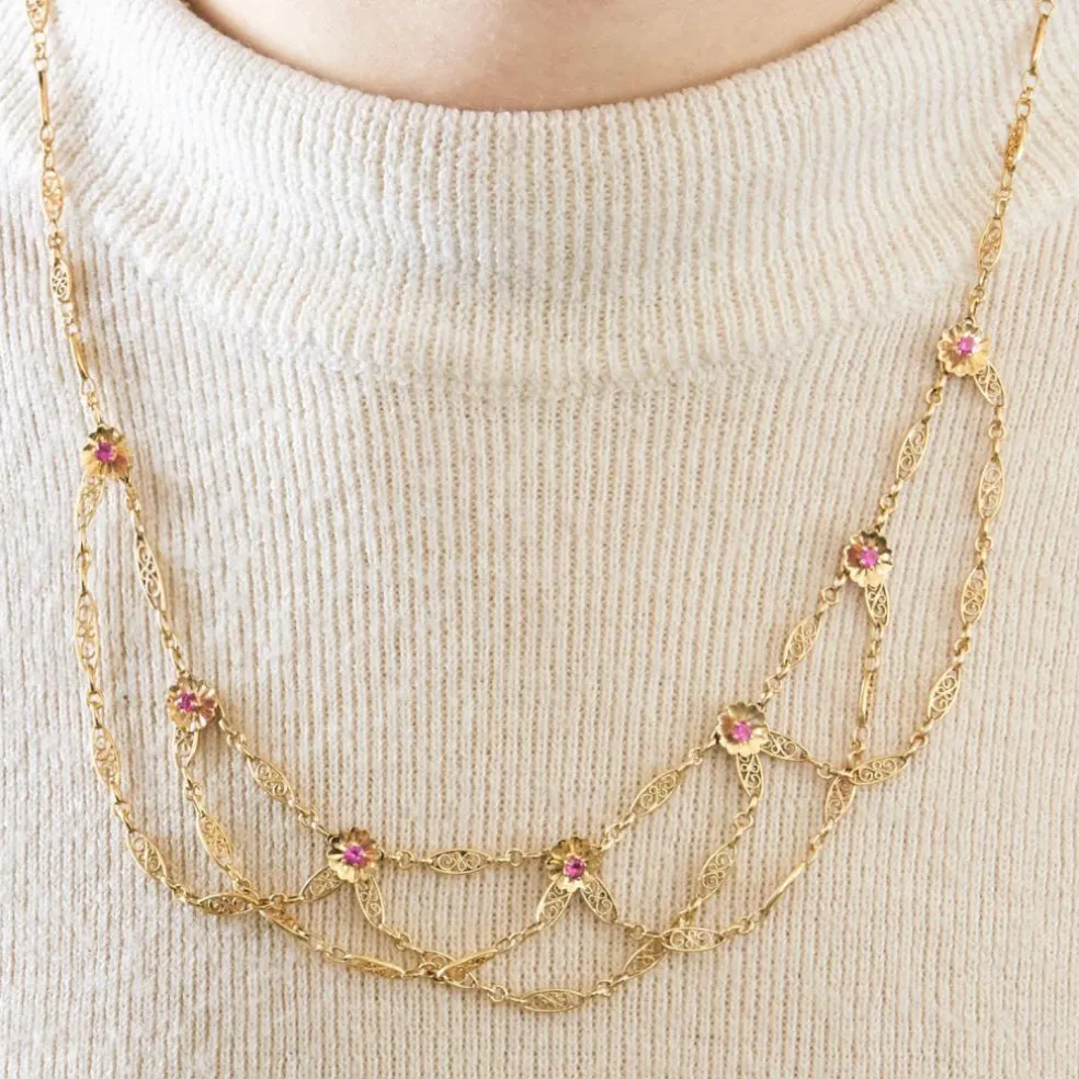 Collier chaine filigrane or jaune