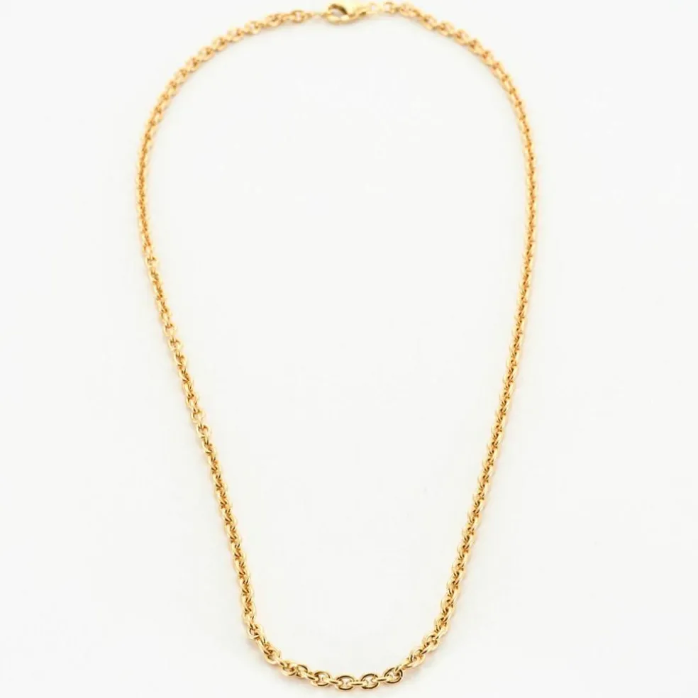 Collier chaine maille jaseron Pleine or jaune