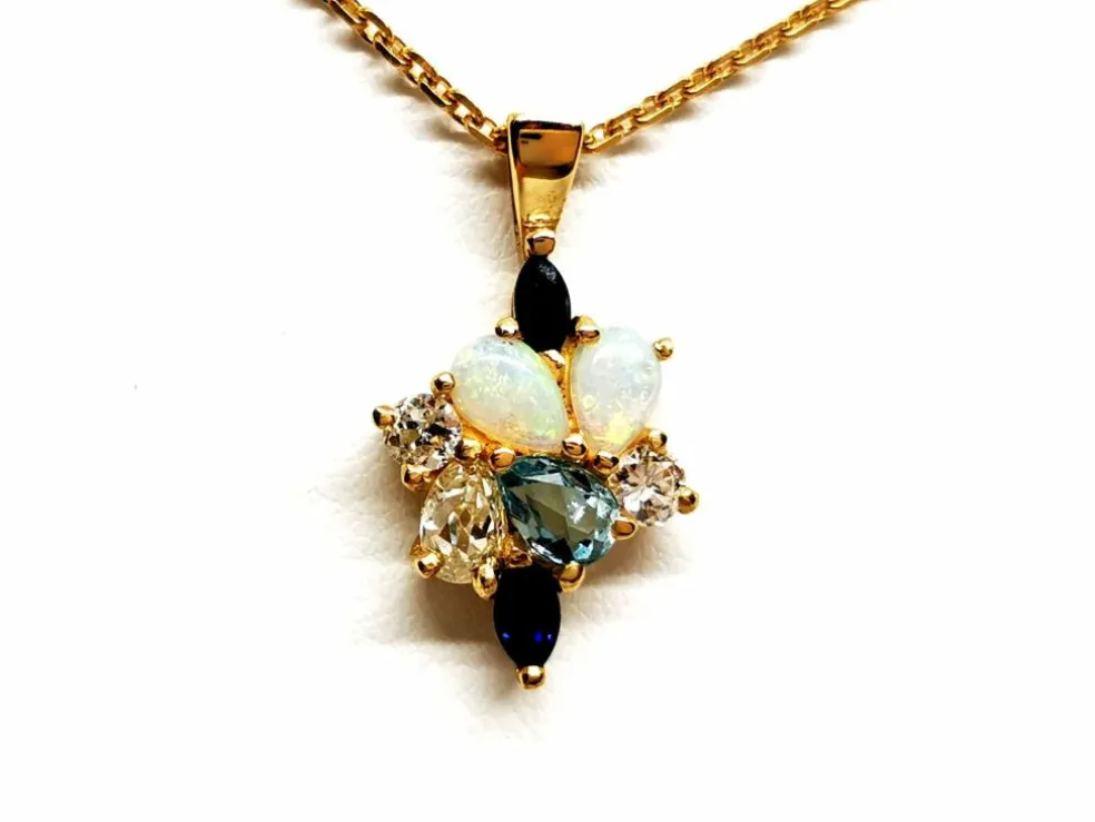 Collier Chaîne + pendentif Or jaune Opale