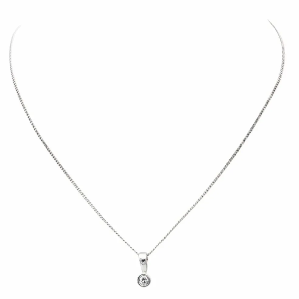 Collier Chaîne + pendentif Or blanc Diamant