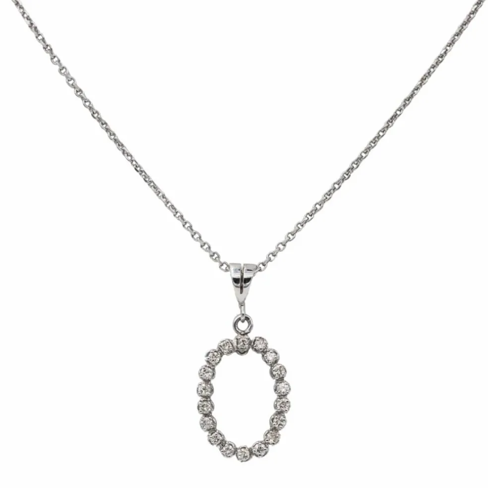 Collier Chaîne + pendentif Or blanc Diamant