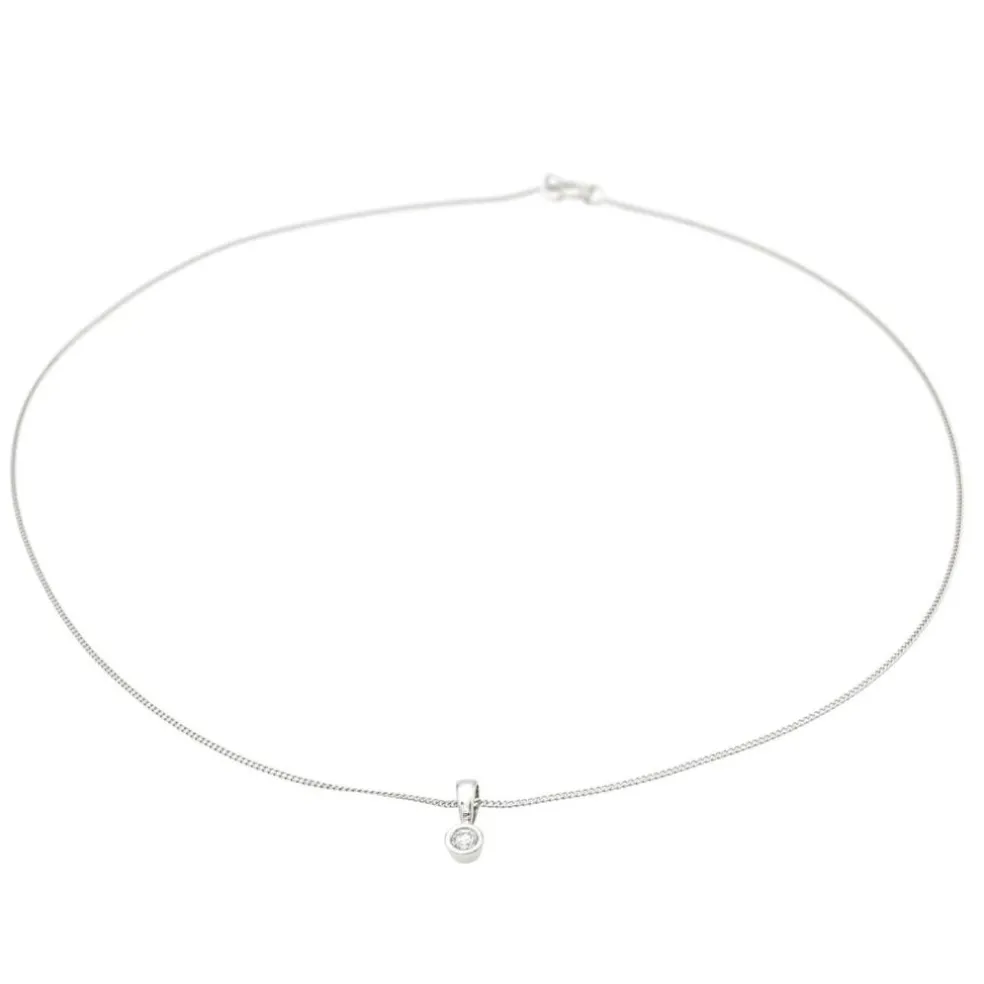 Collier Chaîne + pendentif Or blanc Diamant