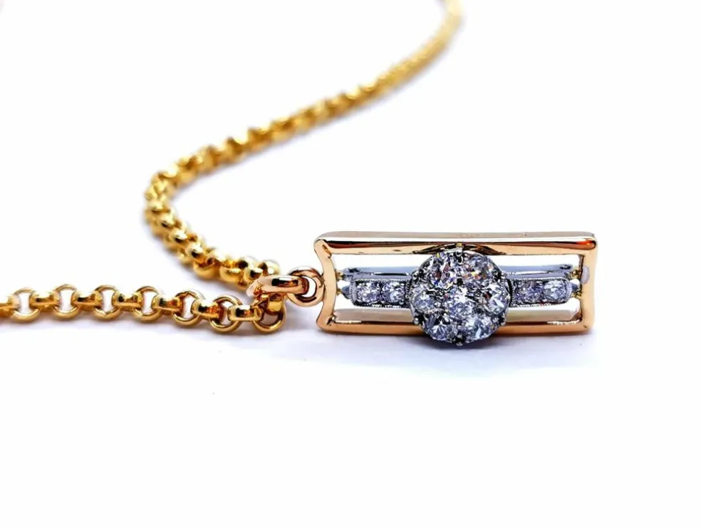 Collier Chaîne + pendentif Or jaune, Or blanc Diamant