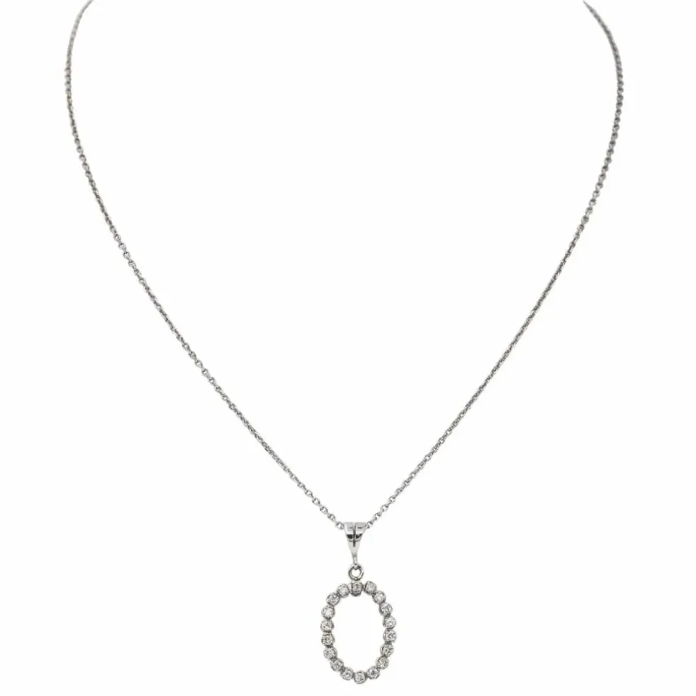 Collier Chaîne + pendentif Or blanc Diamant
