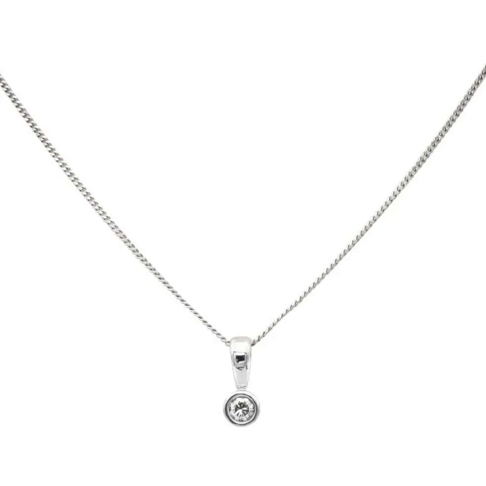 Collier Chaîne + pendentif Or blanc Diamant