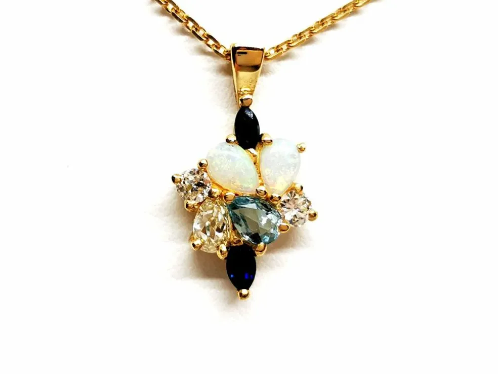 Collier Chaîne + pendentif Or jaune Opale