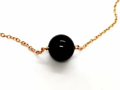 Collier Chaîne + pendentif Or rose Onyx