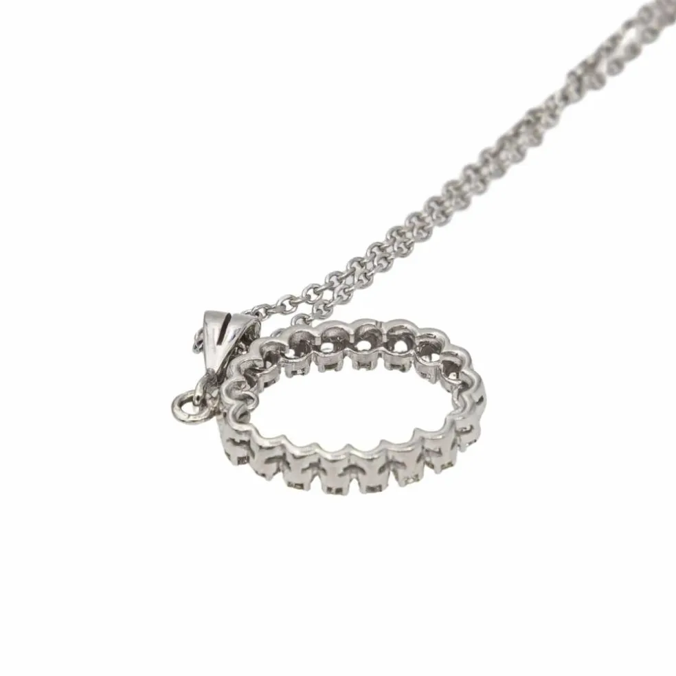 Collier Chaîne + pendentif Or blanc Diamant