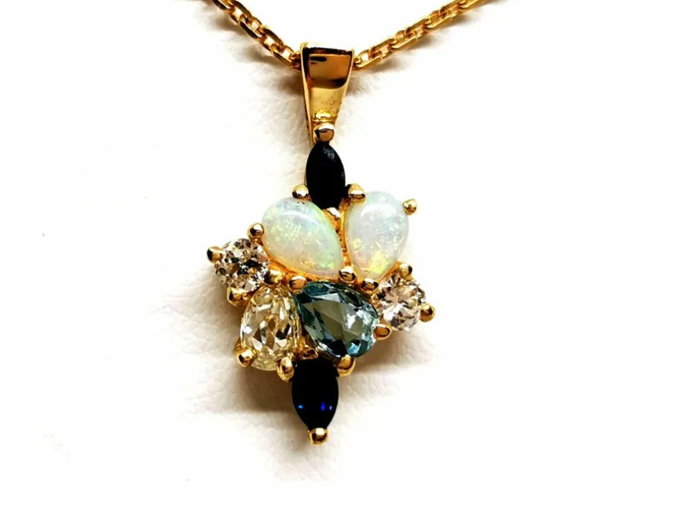 Collier Chaîne + pendentif Or jaune Opale