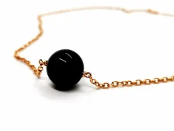 Collier Chaîne + pendentif Or rose Onyx