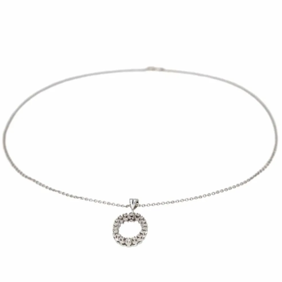 Collier Chaîne + pendentif Or blanc Diamant