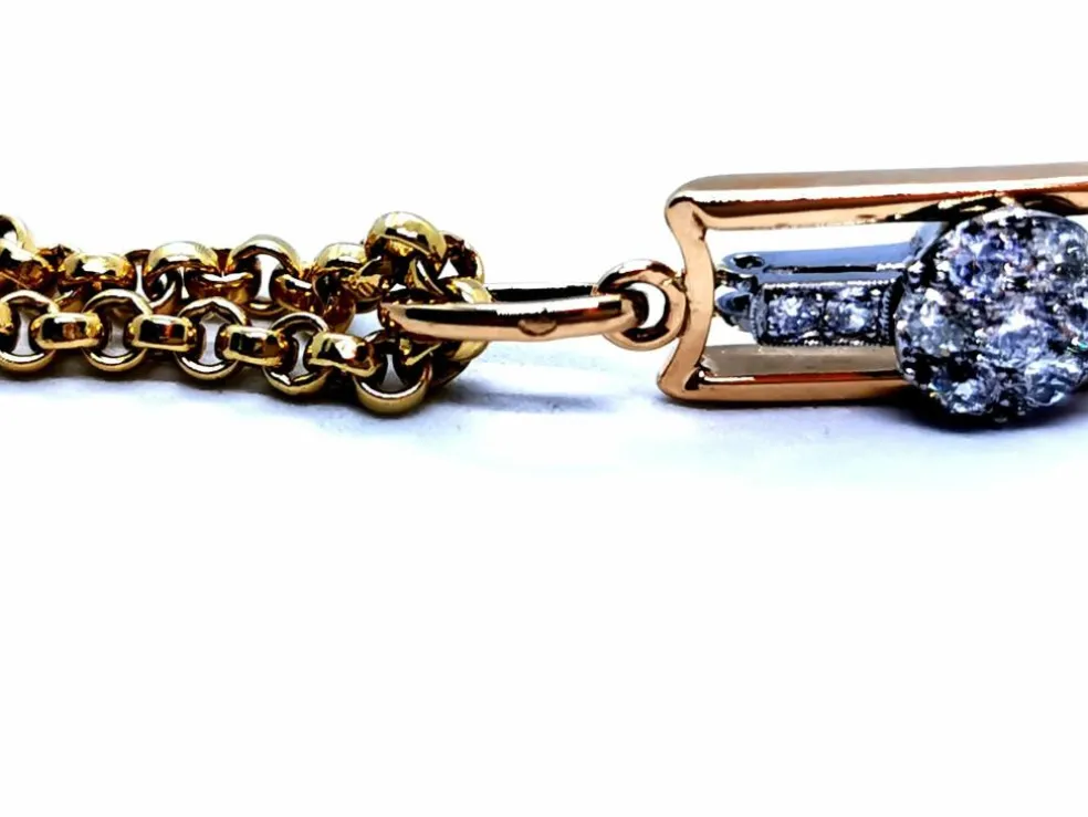 Collier Chaîne + pendentif Or jaune, Or blanc Diamant