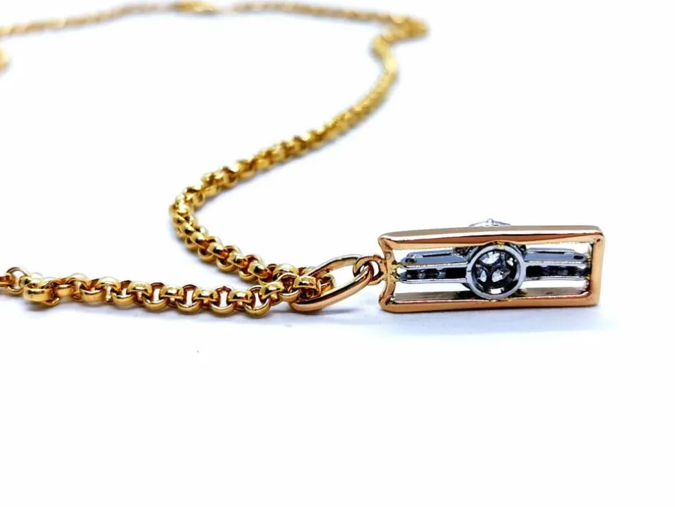 Collier Chaîne + pendentif Or jaune, Or blanc Diamant