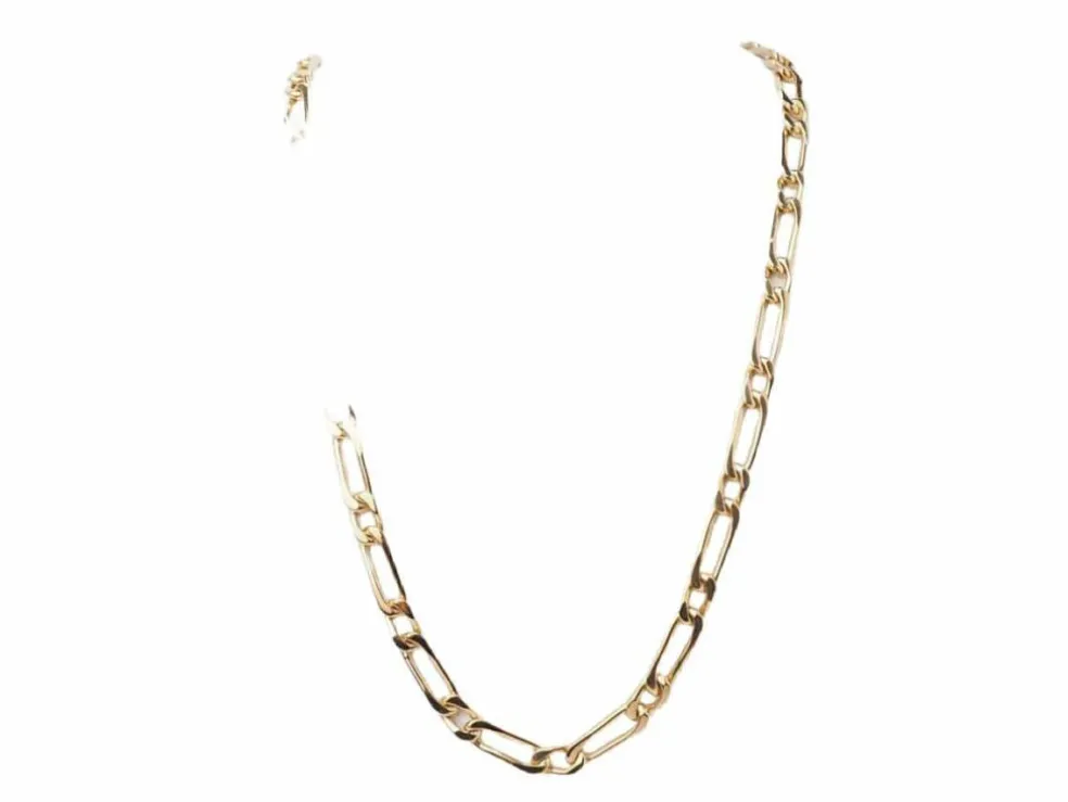 Collier chaîne maille figaro alternée en or jaune