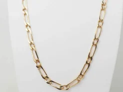 Collier chaîne maille figaro alternée en or jaune