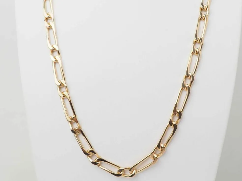 Collier chaîne maille figaro alternée en or jaune