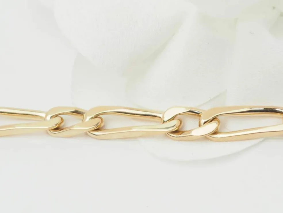Collier chaîne maille figaro alternée en or jaune
