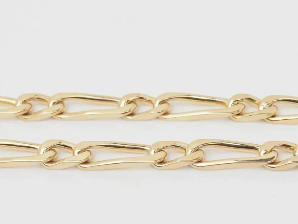Collier chaîne maille figaro alternée en or jaune