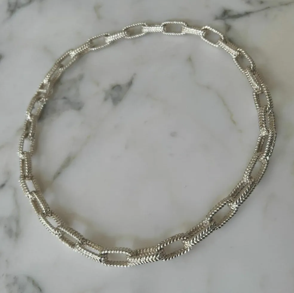 Collier chaîne mailles tressées argent