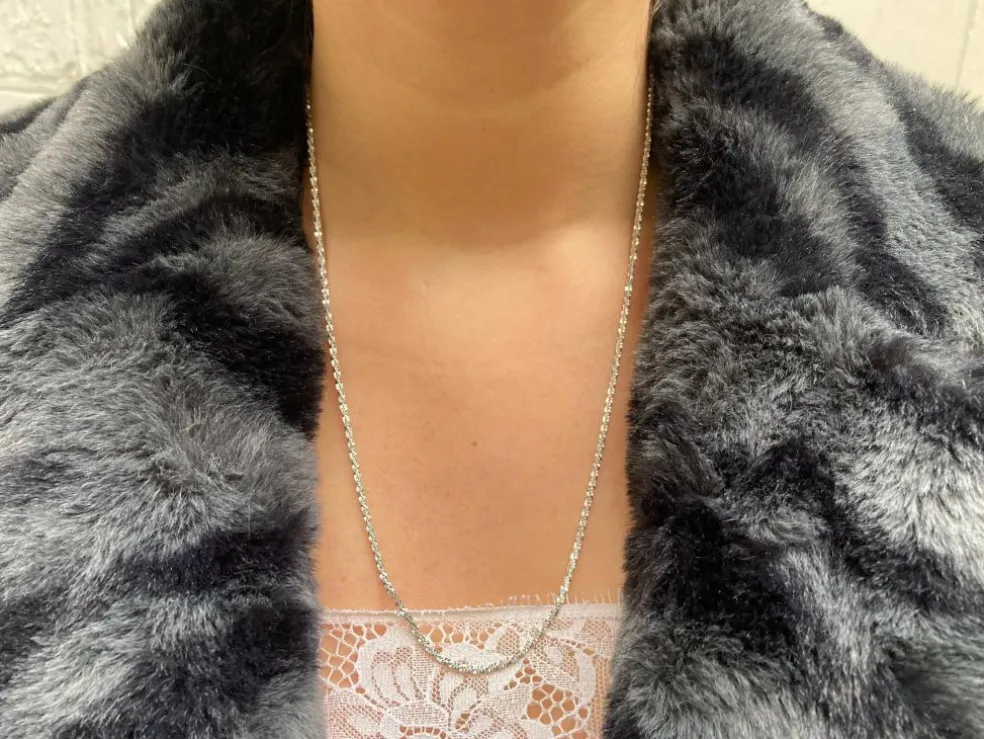 Collier Chaîne Torsade Or blanc