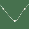 Collier chaîne vintage or blanc perles