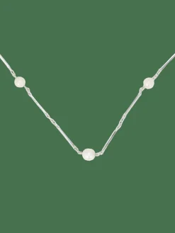 Collier chaîne vintage or blanc perles