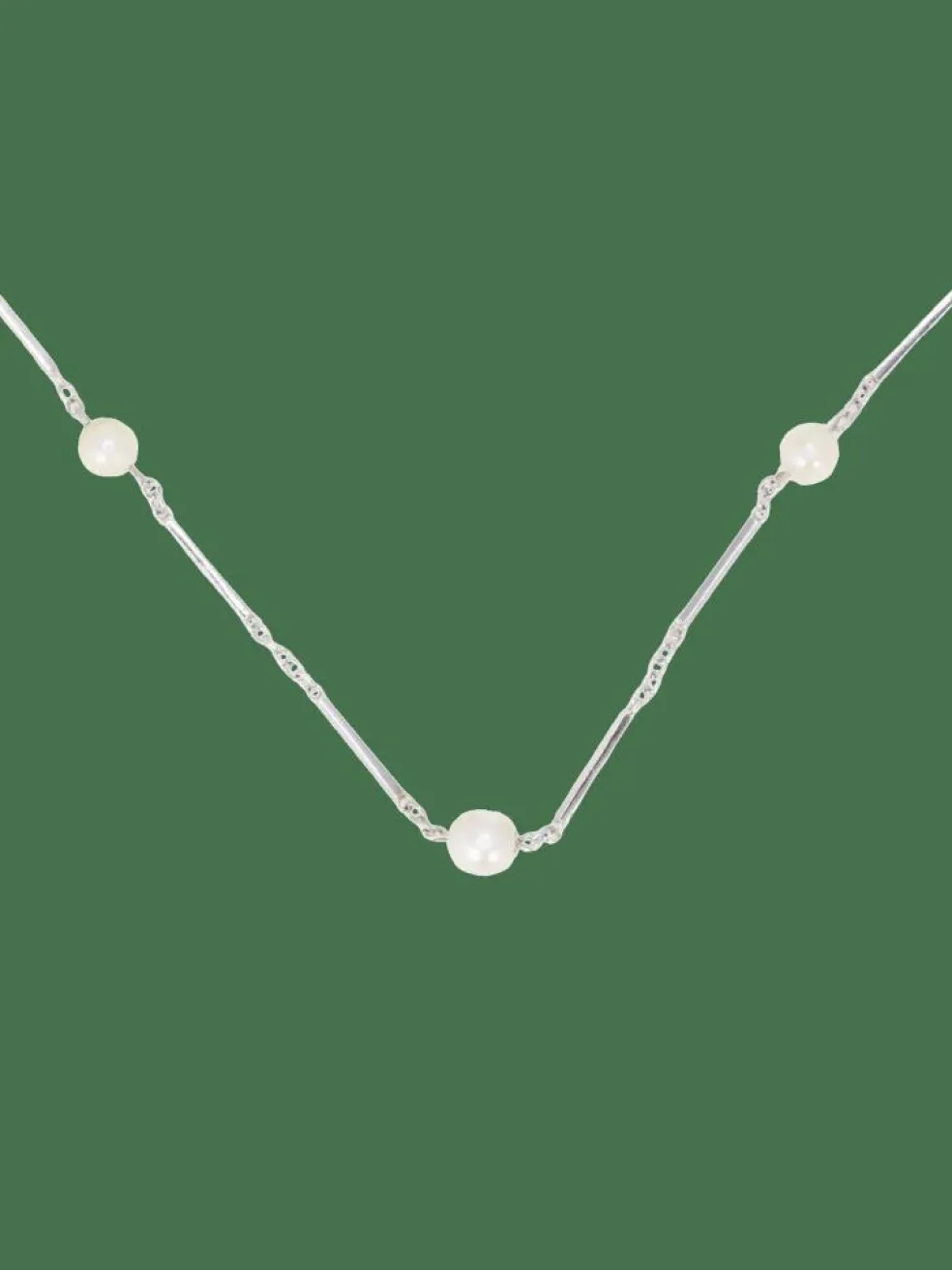Collier chaîne vintage or blanc perles