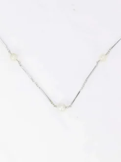 Collier chaîne vintage or blanc perles
