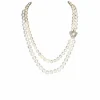 Collier Choker Double Rangs 109 Perles De Culture Fermoir Argent 42 Cm