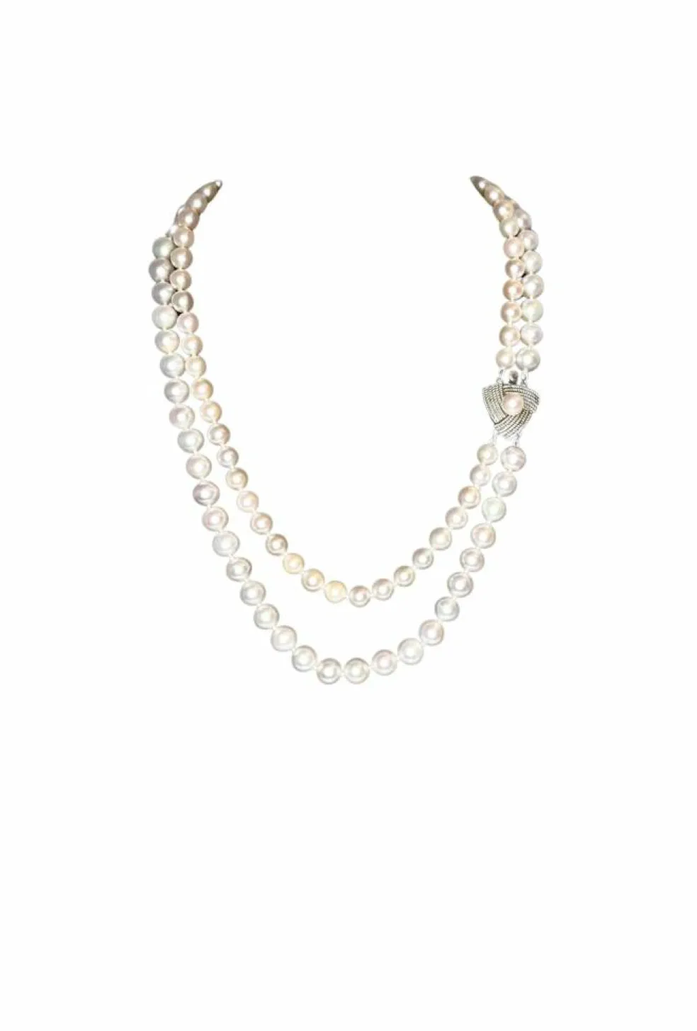Collier Choker Double Rangs 109 Perles De Culture Fermoir Argent 42 Cm