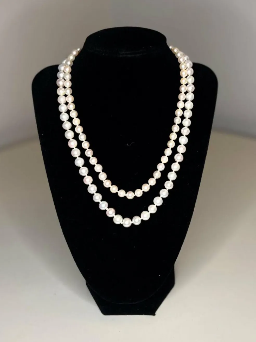 Collier Choker Double Rangs 109 Perles De Culture Fermoir Argent 42 Cm