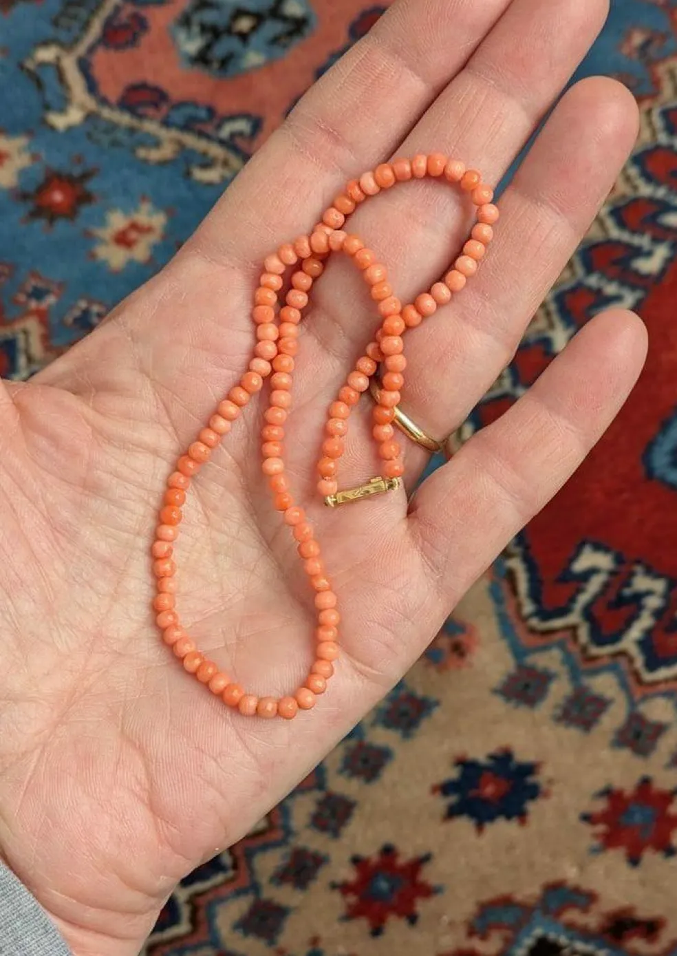 Collier choker 19e siècle corail or rose