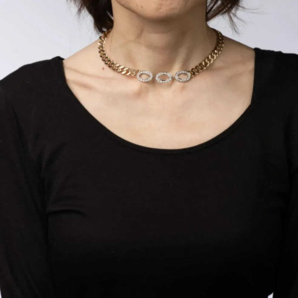 Collier Choker or jaune Diamants