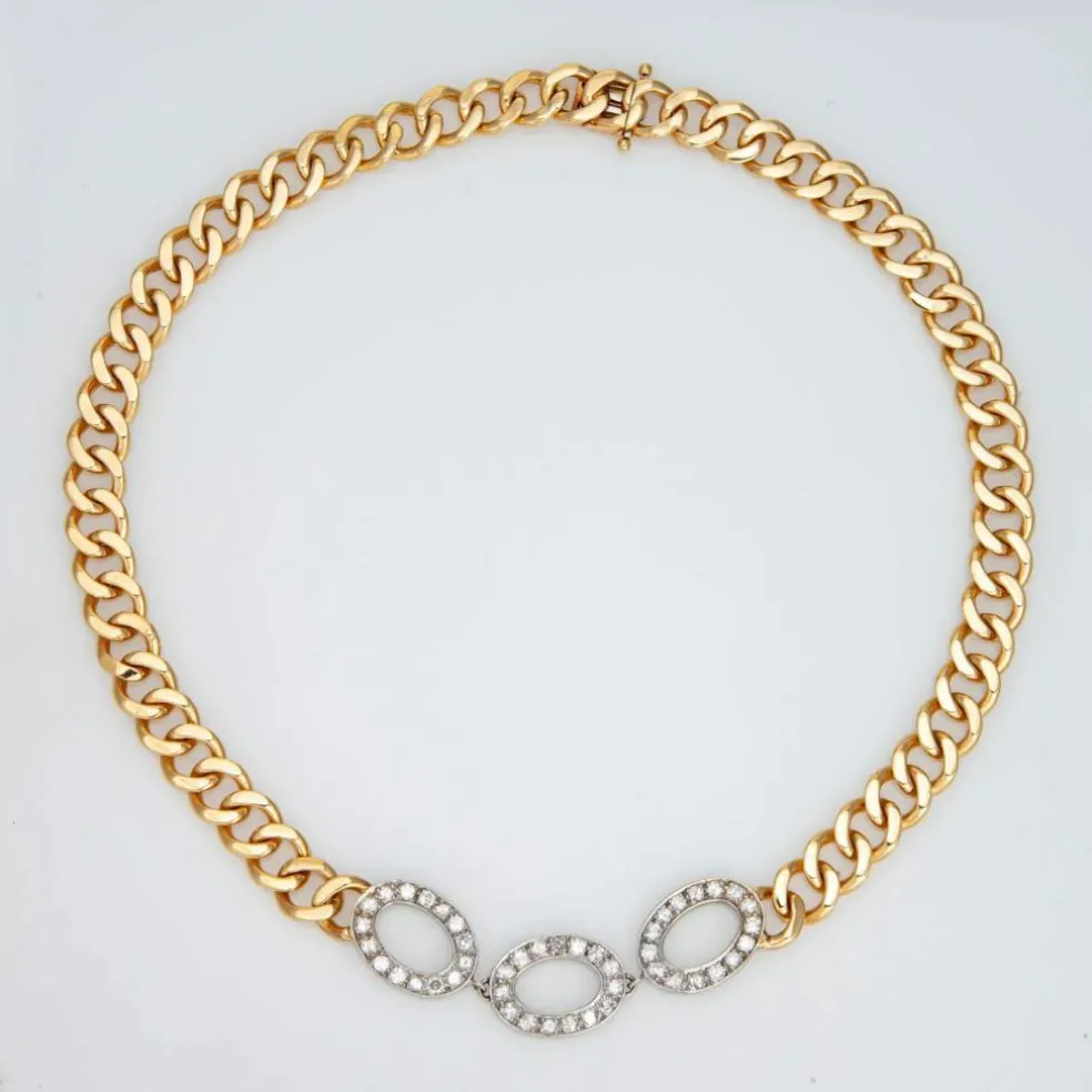 Collier Choker or jaune Diamants