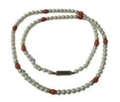 Collier choker or rose perles de culture Akoya corail