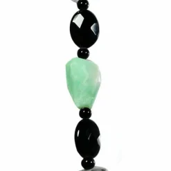 Collier chrysoprase, cristal de roche, jais, onyx