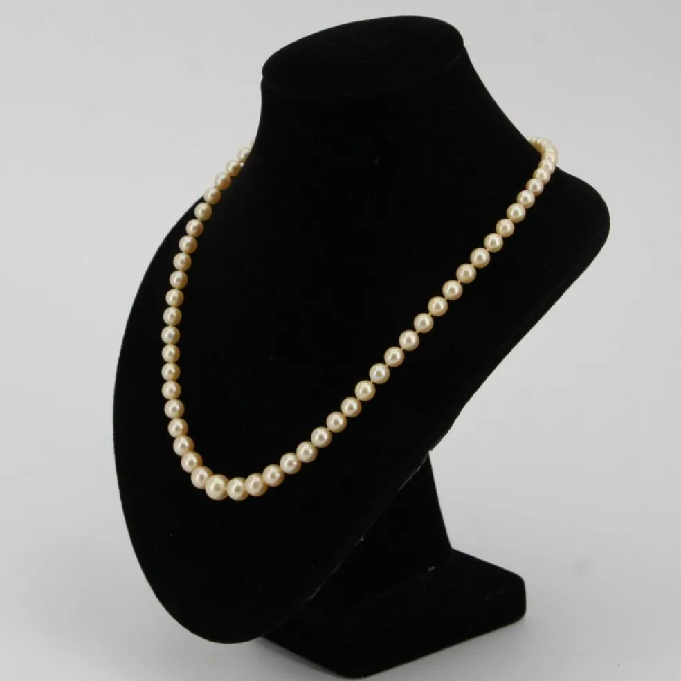 Collier chute de perles de culture dorées
