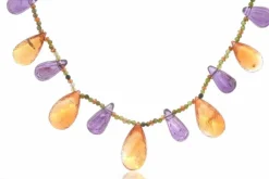 Collier citrine et améthyste en or jaune