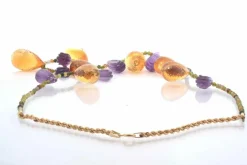 Collier citrine et améthyste en or jaune