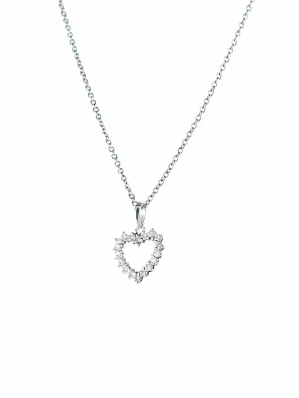 Collier coeur en or blanc et diamants