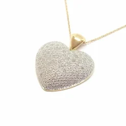 Collier coeur or jaune diamants