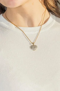 Collier Coeur Or jaune, Or blanc Diamant