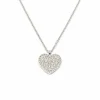 Collier Coeur pavage diamants or blanc