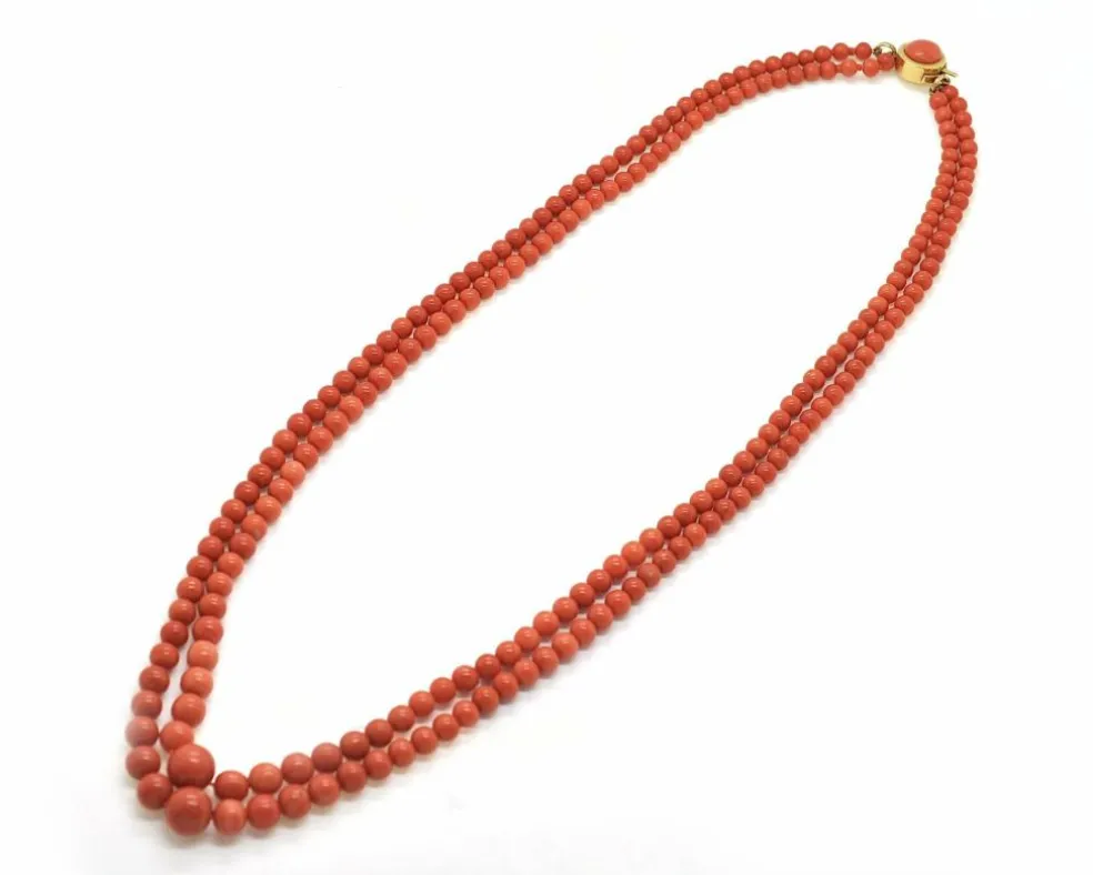 Collier corail de Sardaigne double rang