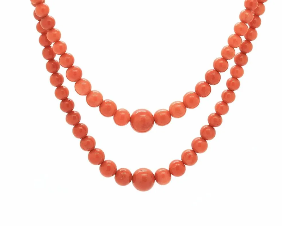 Collier corail de Sardaigne double rang