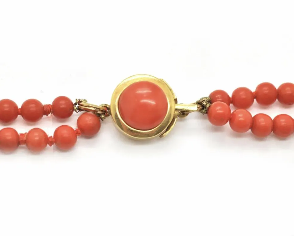 Collier corail de Sardaigne double rang