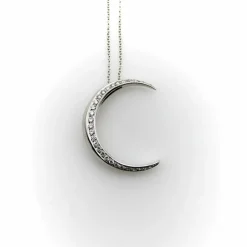 Collier croissant de lune en or blanc 18 carats