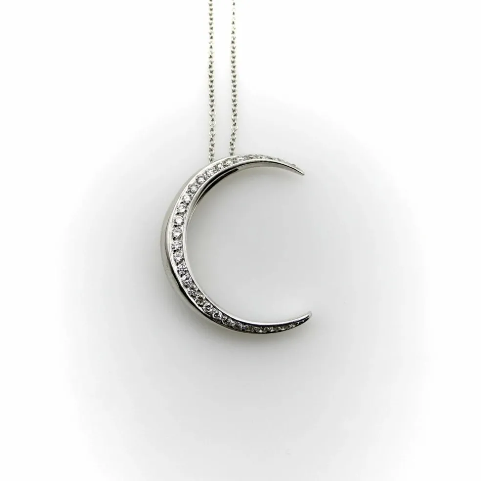 Collier croissant de lune en or blanc 18 carats