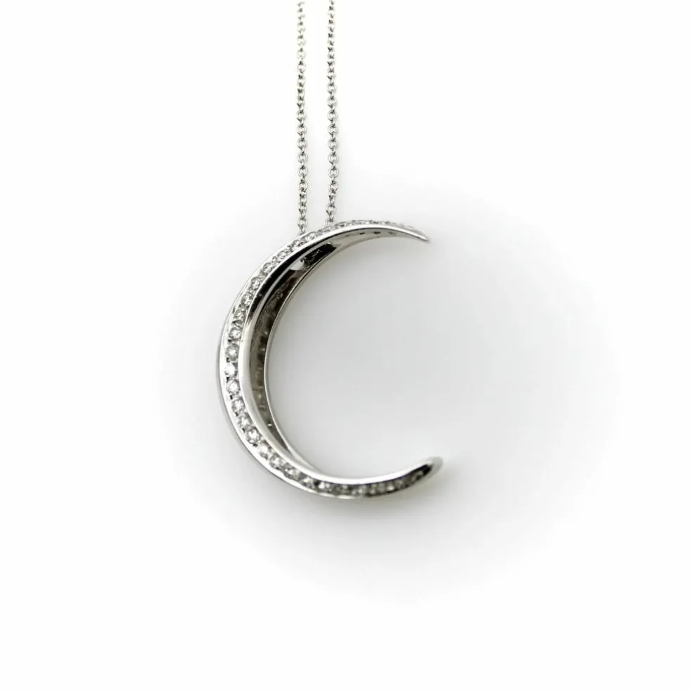 Collier croissant de lune en or blanc 18 carats
