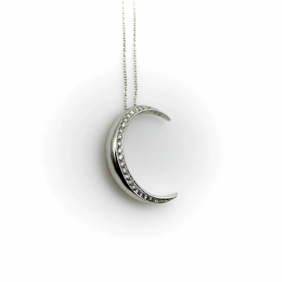 Collier croissant de lune en or blanc 18 carats